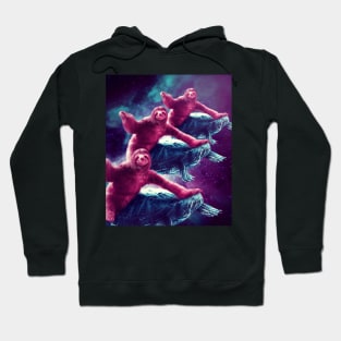 Crazy Funny Space Sloth Riding On Turtle Hoodie